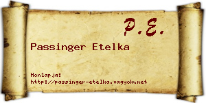 Passinger Etelka névjegykártya